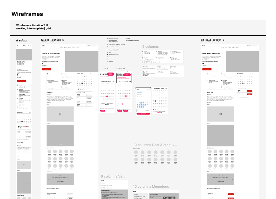 Showpage wireframes 